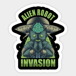 alien robot invasion Sticker